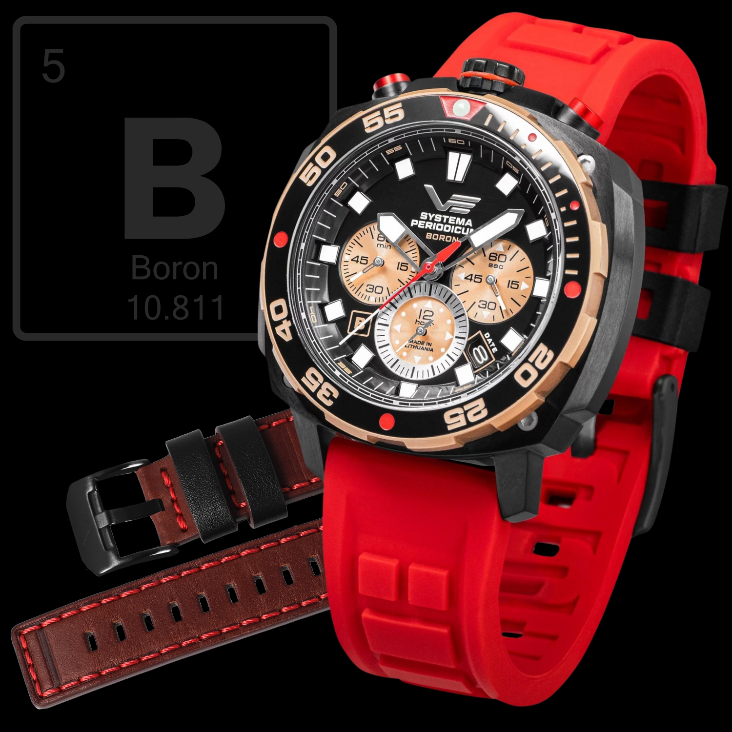 Zegarek Vostok Europe VK67-650E721SR Systema Periodicum Boron męski 